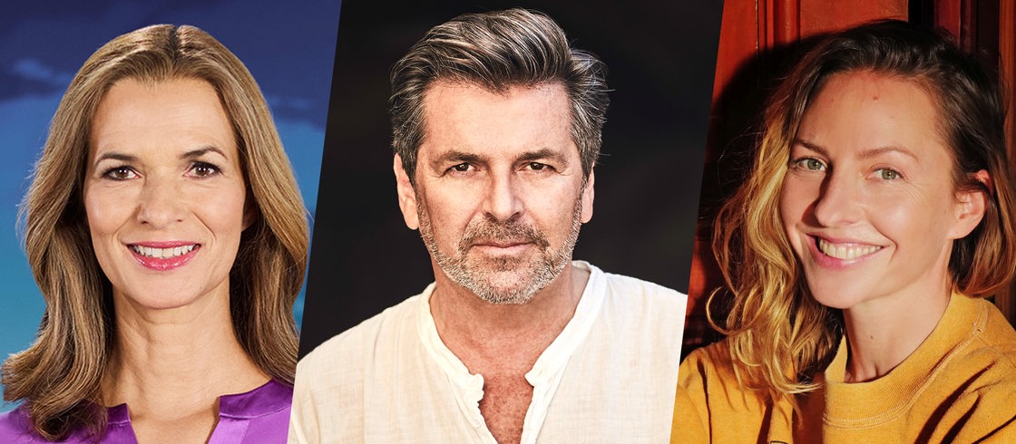 Collage zeigt Julia-Niharika Sen, Thomas Anders und Katharina Schüttler